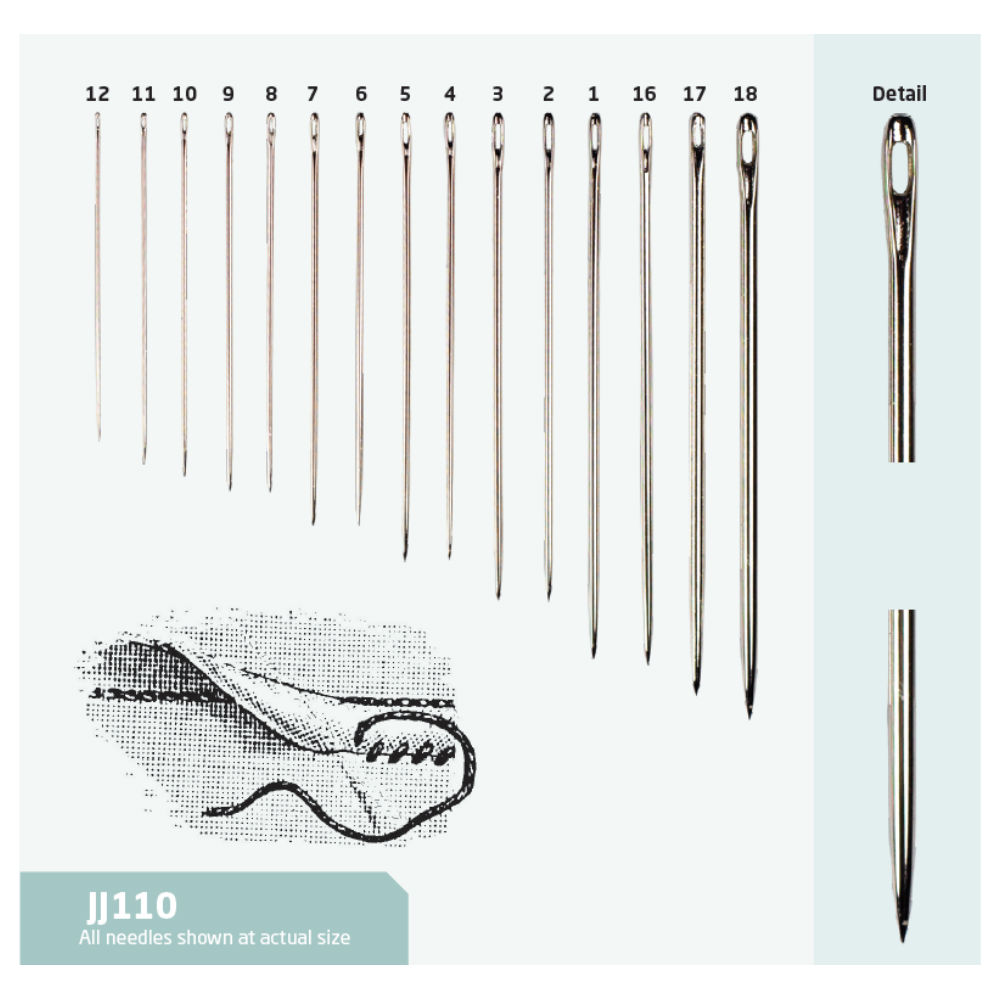 John Bead Beading Needles - Gold Eye Size 10 Needles, Set of 7