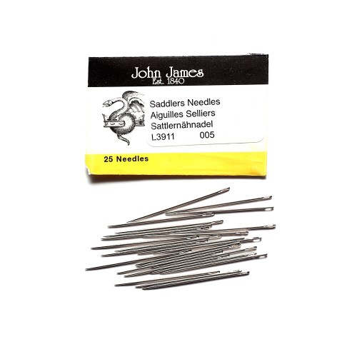 John James 20/pk Leather Hand Sewing Needle Saddlers Harness Durable Blunt