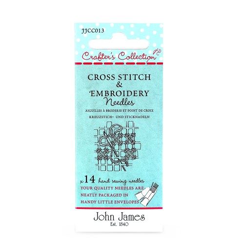 John James - Set of 6 Size 18/22 Needles for Cross Stitch & Needlepoint  #JJ19882